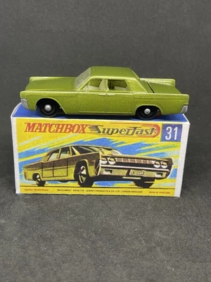 Matchbox Lesney #31 Custom Transitional Lincoln ruedas regulares con caja de reproducción. Foto 1 de 4