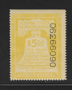 US SCOTT # RV18 VF MOTOR VEHICLE TAX STAMP 1944 MINT NH - Picture 1 of 2
