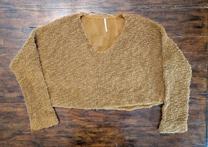 Free People Pullover Damen kleiner Popcornpullover in Moos Cropped Boho - Bild 1 von 10