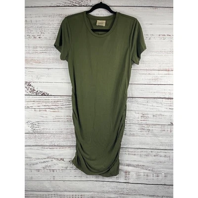 Elie Tahari Dress Women's Small Green Ruched T Shirt Midi Modal Blend Casual - Image 1 of 4