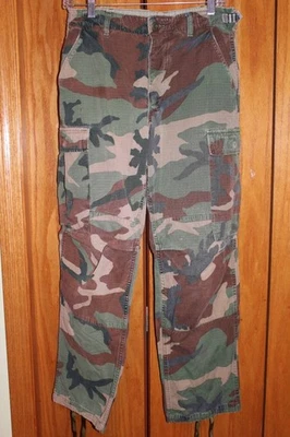 US Army Combat Woodland Camouflage Fatigues Pants Size SMALL SHORT Great Conditi - Image 1 of 4