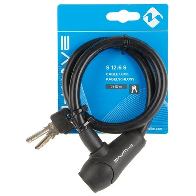 M-Wave S 12.6 S Cable Lock with Key, Silicone Coated, 12mm Diameter, 600mm - Image 1 of 2