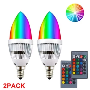E14 RGB LED Birne Farbwechsel Lampe Dimmbar 3W Glühbirne Licht mit Fernbedienung - Bild 1 von 17