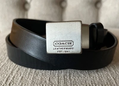 Coach Leather Belt Black with Silver Tone brass Buckle Small Made in Italy 8556 - Image 1 of 4