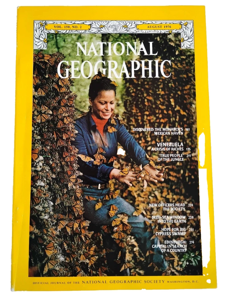 National Geo August 1976 - Mexico, Monarch Butterflies, Venezuela Vintage - Image 1 of 4