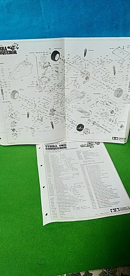 TAMIYA RC TERRA 4WD CONQUEROR PARTS LIST FOGLIO RICAMBI scala 1:10 - Immagine 1 di 4