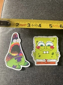 2 SpongeBob + Patrick Sticker Funny Stickers Jokes Peace Fun Stuff Cheap Stuff - Picture 1 of 3
