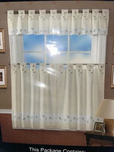 60x12” Tab Top Valance Daisy A Design RM 59827 Yellow White Wood Button New Pair - Picture 1 of 10