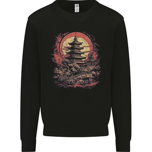 Fantasy Pagoda Sunset Kids Sweatshirt Jumper - Picture 1 of 3