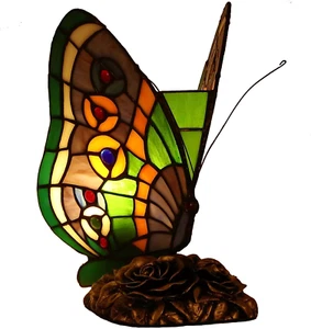L10652 Butterfly Tiffany Style Stained Glass Accent Table Lamp, Night Light, 10- - Picture 1 of 8