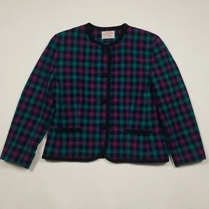 Pendleton Virgin Wool Women's Blazer Jacket Petite size 12P Checkered Multicolor - Picture 1 of 7