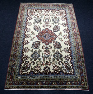 Orient Teppich Ghom 157 x 106 cm Ghoum Beige Qom Perserteppich Qum Handgeknüpft - Bild 1 von 10