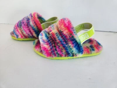 UGG FLUFF YEAH PIXELATE RAINBOW SLIPPERS Toddler Girl Boy US 9 SMALL KIDS - Imagem 1 de 4