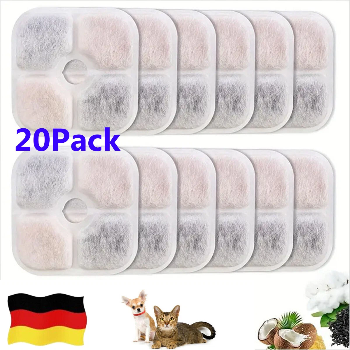 7x Katzen-Trinkbrunnenfilter – Dreistufige Filtration, Für Sauberes Wasser, Einfach Zu Wechseln