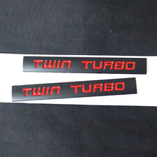 2PCS Matte TWIN TURBO Black Red Metal Badge Emblem Decal Sticker 3D Racing Grand