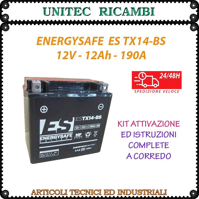Energysafe ES TX14-BS (equivalente YTX14-BS) Batteria moto scooter 12v 12Ah 190A - Immagine 1 di 3