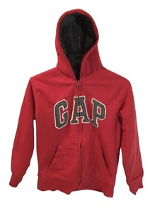 Gap Kids Lined Full Zip Up Hooded Jacket, Red/front Logo, Sz L(10), Pre-owned - Picture 1 of 6