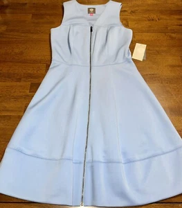 New VINCE CAMUTO BLUE ZIPPER FIT & FLARE SCUBA DRESS Summer Wedding Size 4 $128 - Picture 1 of 2