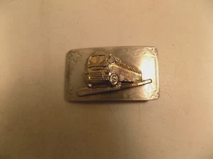 MESSING GÜRTELSCHNALLE VINTAGE BUS SEHR SELTEN NICKELSILBER - Bild 1 von 4