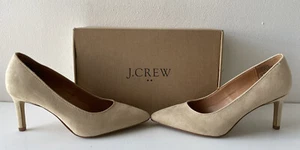 J Crew Microsuede Suede Heeled Pumps Saddle Tan Beige 5.5 BJ248, Excellent $128 - Picture 1 of 11