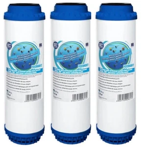 3 x Aquafilter 10" Water Filter Cartridge Coconut Shell With KDF FCCBKDF2 - Picture 1 of 2