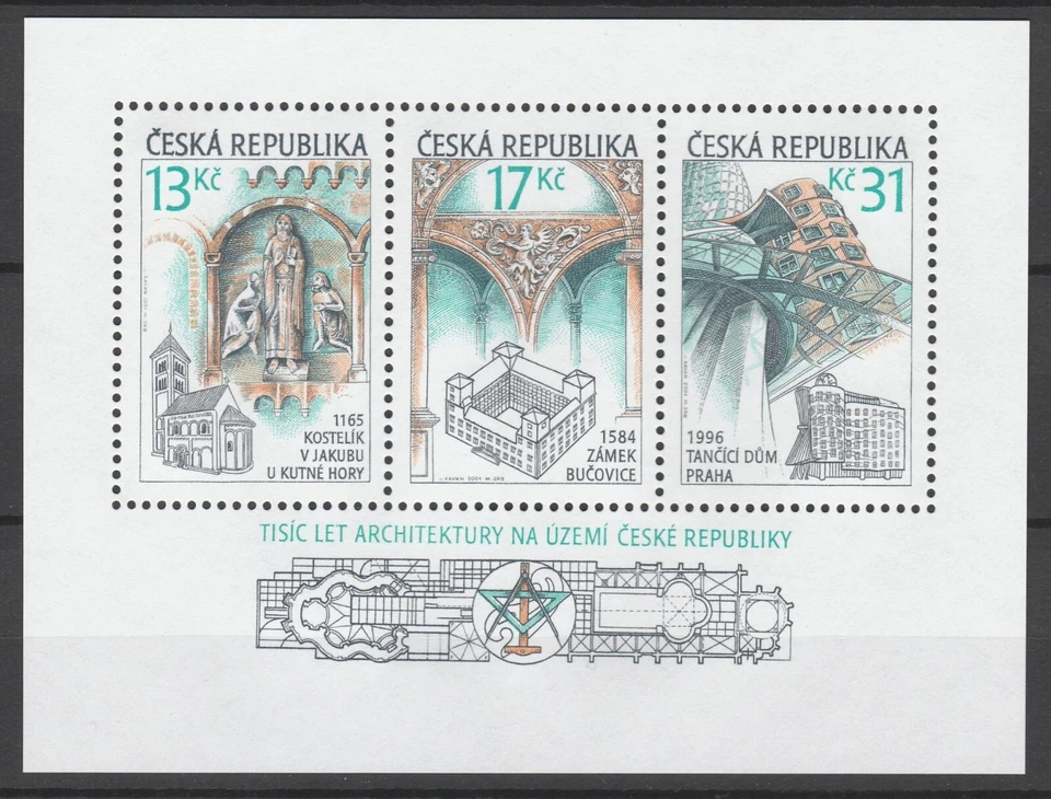 Czech Republic 2001 Architecture MNH sheet - Image 1 of 1