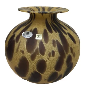 Azzurra Maestri Vetrai italienische Leopard/Schildkröte Vase mit Etikett Italien 8”x 9” EUC - Bild 1 von 8