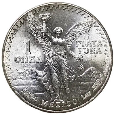 1984 Mexico Libertad 1 oz .999 Fine Silver One Onza Plata Pura Bullion Coin 0974 - Image 1 of 3