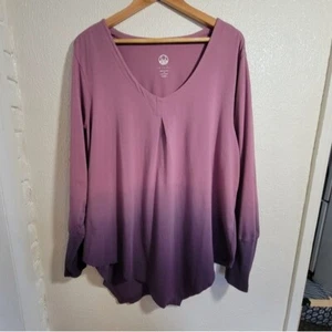 Te Verde Ombre Asymmetrical Modal Tunic Popover sz 1X Purple Minimalist Comfort - Picture 1 of 9