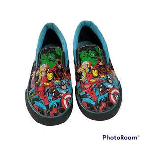 Marvel Comics Kids Unisex Size 5 Slip On Shoes Iron man Thor Hulk - Picture 1 of 7