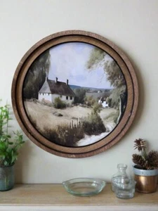 Handcrafted Retro 8" Canvas on Wood Primitive White Cottage Framed Art - Picture 1 of 3