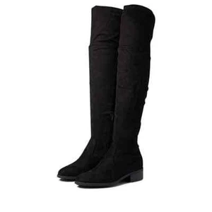 Unisa Minni Suede Over The Knee Riding Boot (Thigh High) Pull on Black NEW - Picture 1 of 7