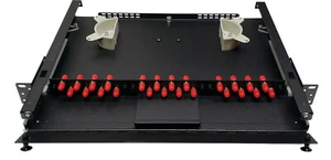 24 Fiber 1RU Rack Mount FDP Patch Only w/ 24 ST SM/MM Simplex Adapters - Picture 1 of 6