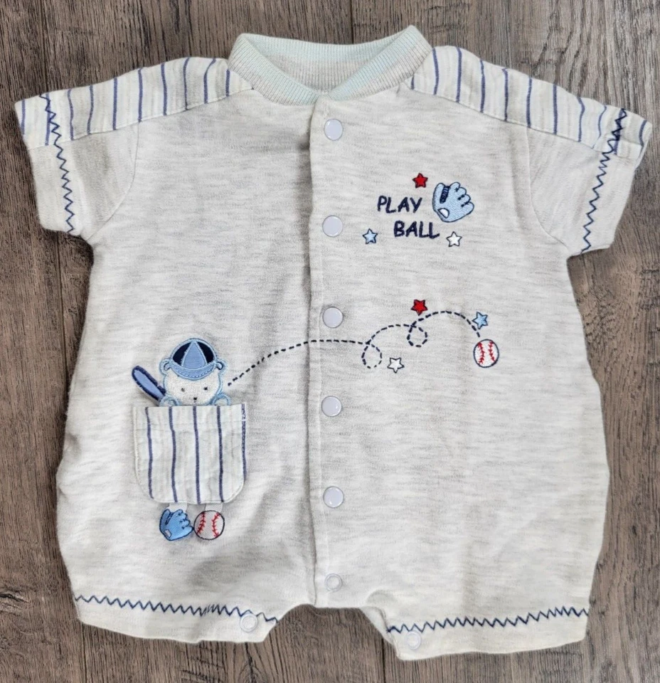 Baby Boy Clothes Koala Baby Preemie Play Ball Baseball Romper Outfit - Image 1 of 3