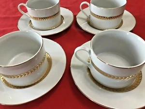 4er Set Feinporzellan Retroneu Imperial Gold Tassen & Untertassen 22K Goldband 491B - Bild 1 von 6