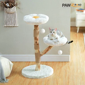 PAWZ Road Modern Cat Tree Tower Real Wood Cat Scratching Post Condo Furniture - Picture 1 of 8
