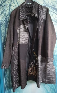 Yours M&S coat jacket 30/32 new black grey patchwork - Picture 1 of 4