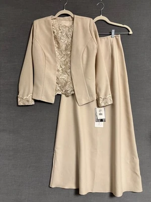 Conjunto de terno vintage McClintock 4 jaqueta dourada saia maxi mãe noiva casamento - Imagem 1 de 4