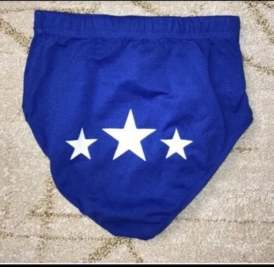 De colección Años 80 Azul Blanco Estrellas Calzoncillos Bikini Nylon Ropa Interior Niño’s Apretado Hombres’s S. Foto 1 de 4