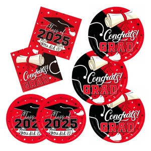 2025 Graduation Party Supplies Kit: Red -Themed Congrats Grad Decorations wit... - Picture 1 of 7