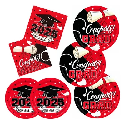 2025 Graduation Party Supplies Kit: Red -Themed Congrats Grad Decorations wit... - Image 1 of 4
