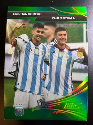 2022 Fansmall Argentina Soccer Light Green /199 - Cristian Romero & Paulo Dybala - Image 1 of 2