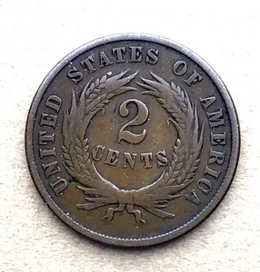 1870 Obsolete Two Cent Piece Better Date - Low mintage only 861,250 US Coins 2C - Picture 1 of 4
