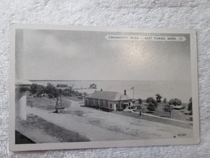 RPPC Postcard Community Bldg East Tawas Michigan Real Photo Unposted - Picture 1 of 2