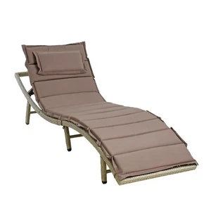 Sonnenliege Strandliege Polyrattan Liege XXL Gartenliege Relaxliege Beige - Bild 1 von 12