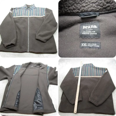 Chaqueta Prana Para Hombres XXL Gris Azteca Bolsillos Suroeste Huracán Cremallera Completa Vellón Foto 1 de 4