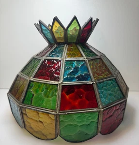 Vintage Stained Glass Lamp Shade multi-color 9'' x 12'' - Picture 1 of 7