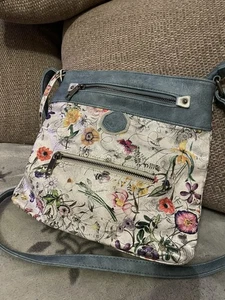 RIEKER Women's Crossbody Bag flowers butterflies sparkle - Picture 1 of 6