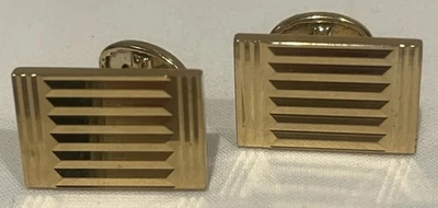 Vintage Pierre Cardin Gold Tone Modern Rectangle Swivel Bean Cuff Links - Image 1 of 4