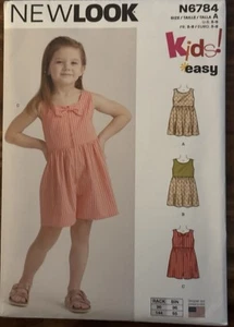Vestido y mameluco para niñas New Look patrón fácil N6784 talla 3, 4, 5, 6, 7, 8 sin cortar - Imagen 1 de 2